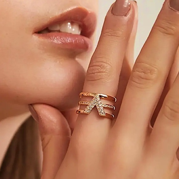 🔵𝟲𝟱%𝗢𝗙𝗙 𝗯𝘂𝗻𝗱𝗹𝗲𝘀 𝟯+🔵 NEW CZ V Shape Adjustable Ring - Picture 8 of 11